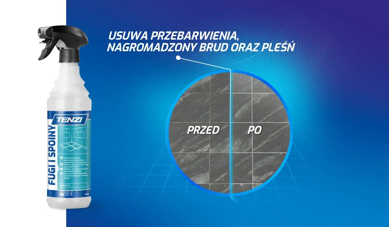 Preparat do czyszczenia fug. Usuwa przebarwienia, brud i pleśń, idealny do fug na balkonie narażonych na deszcz i mróz. Efekt 